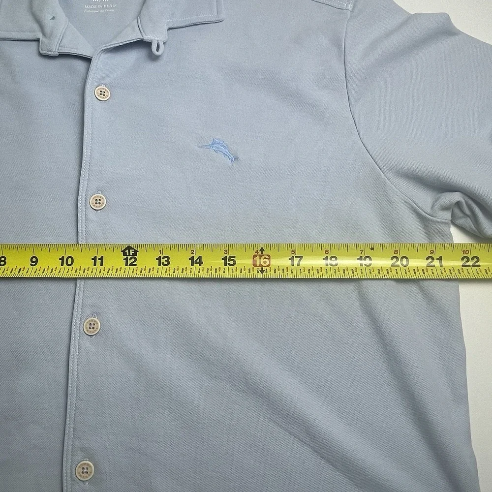 Tommy Bahama Island Zone Medium Blue Supima Camp Loop Collar 37.5 Technology - Picture 10 of 13